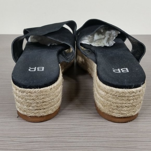 BP Criss Cross Strap Platform Espadrille Sandal, Black Suede, Womens Size 8.5 M - Picture 5 of 12